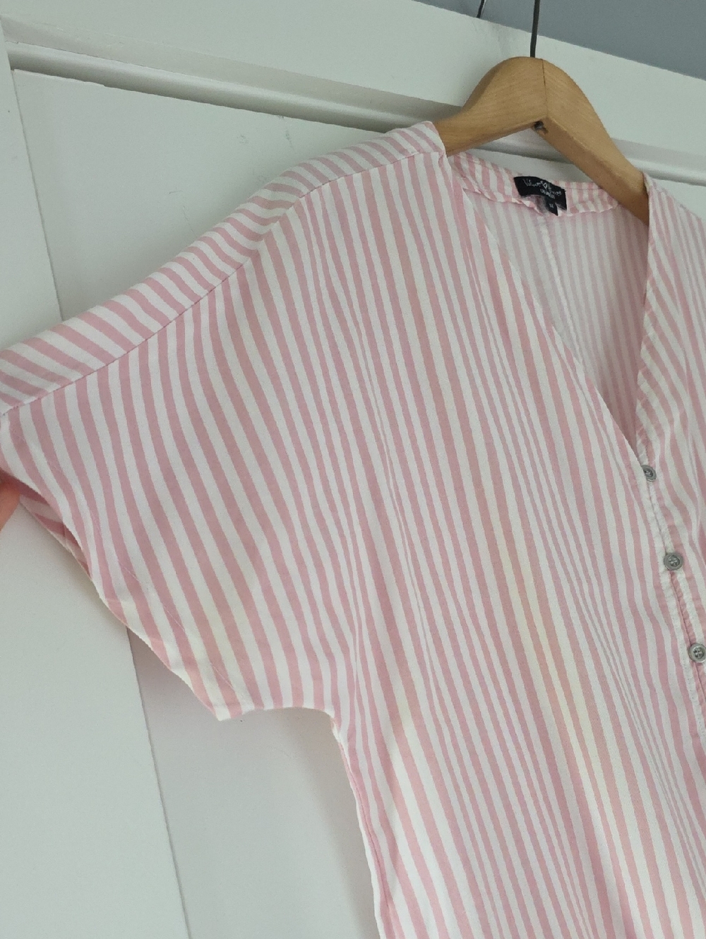Velvet Heart Pink and White Striped Button-Front Tie Hem Top - Picture 4 of 9